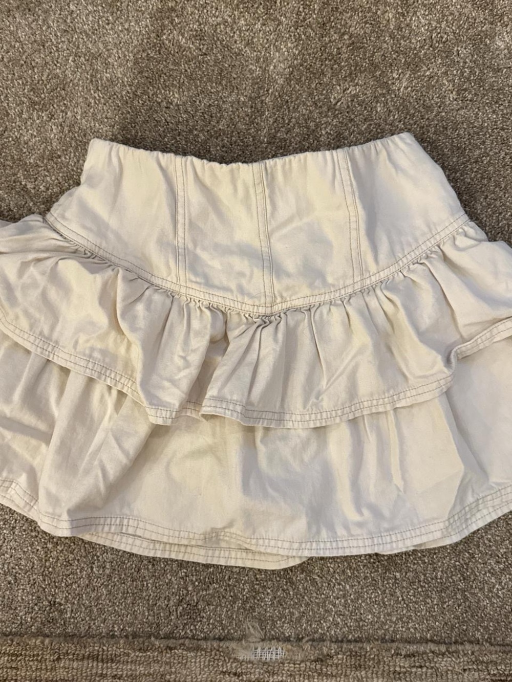 American Eagle Outfitters Cream Tiered Ruffle Mini Skirt